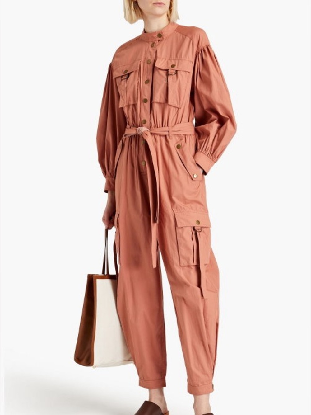 Ulla Johnson Reverie Cotton Poplin Cargo Utility Jumpsuit Belted 2 XS NWOT
